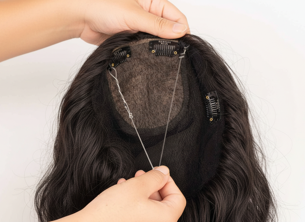 Srhairfeelers Hair Band Topper With Curtain Bangs Bio-Base Clip-Free Hover